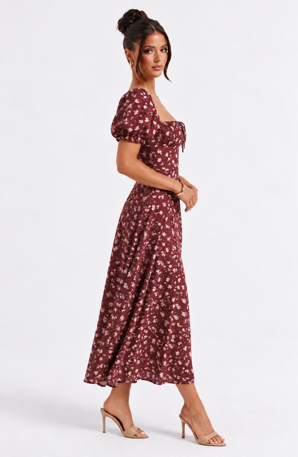 Freya Midi Dress - Wine Red
