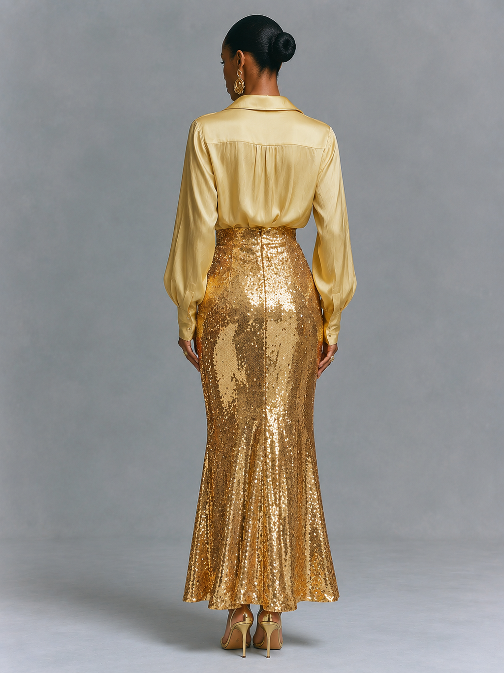 Sequin Straight Pencil Skirt