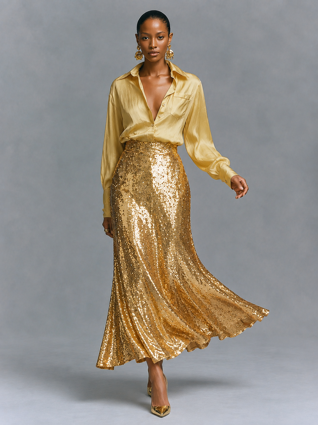 Sequin Straight Pencil Skirt