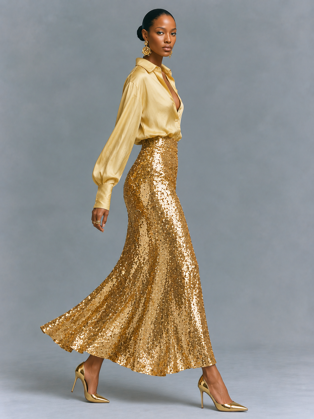Sequin Straight Pencil Skirt