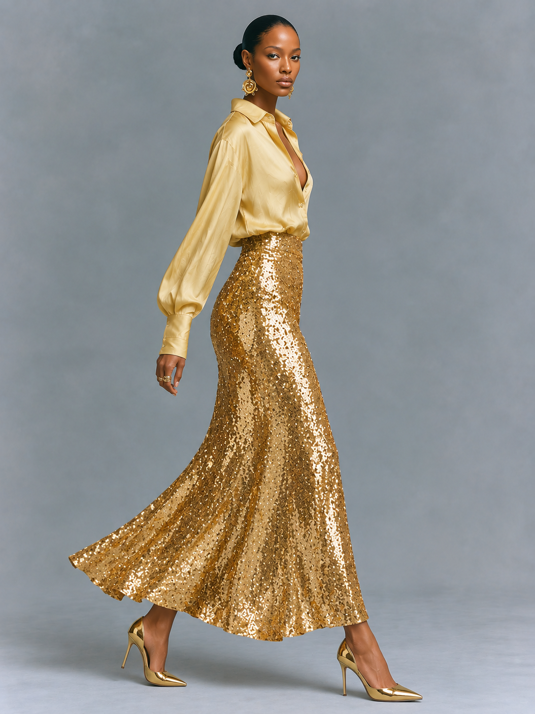Sequin Straight Pencil Skirt