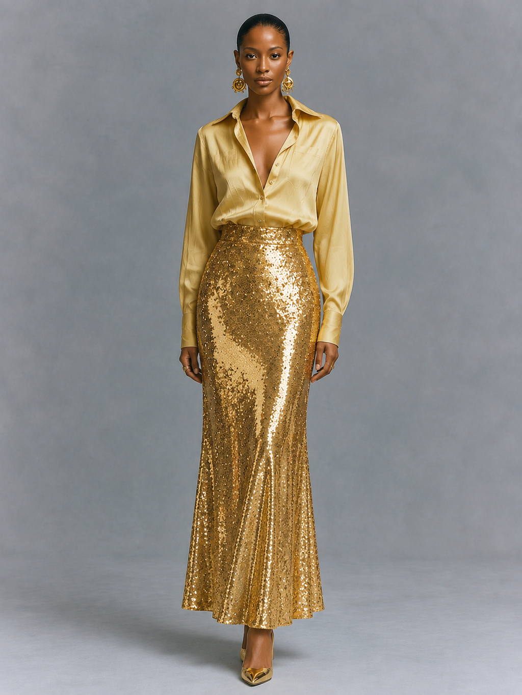 Sequin Straight Pencil Skirt