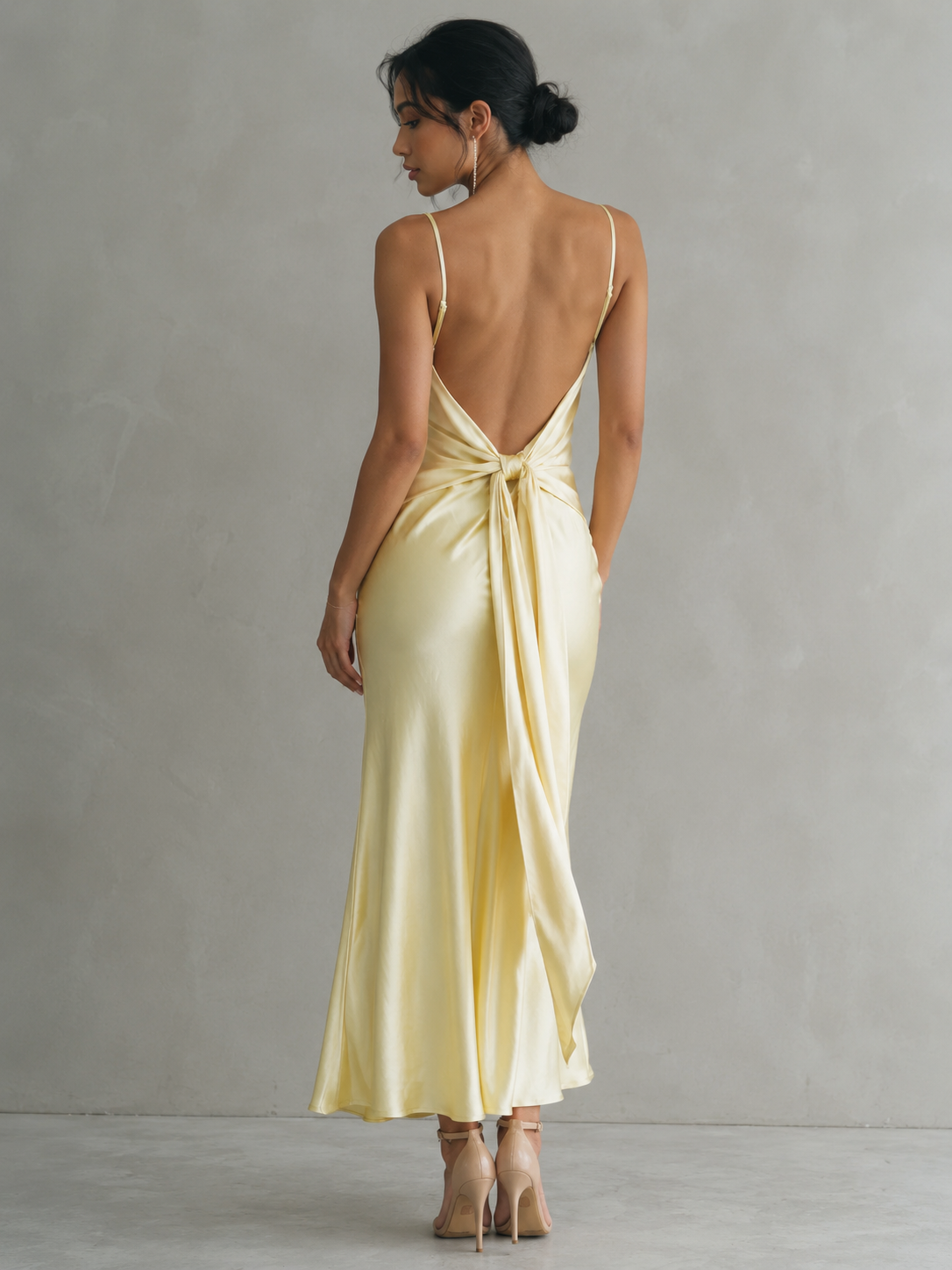 Women's Minimalist Linen-Blend Spaghetti Strap Wrap Maxi Dress With Tie Belt MDZ0306C1Y