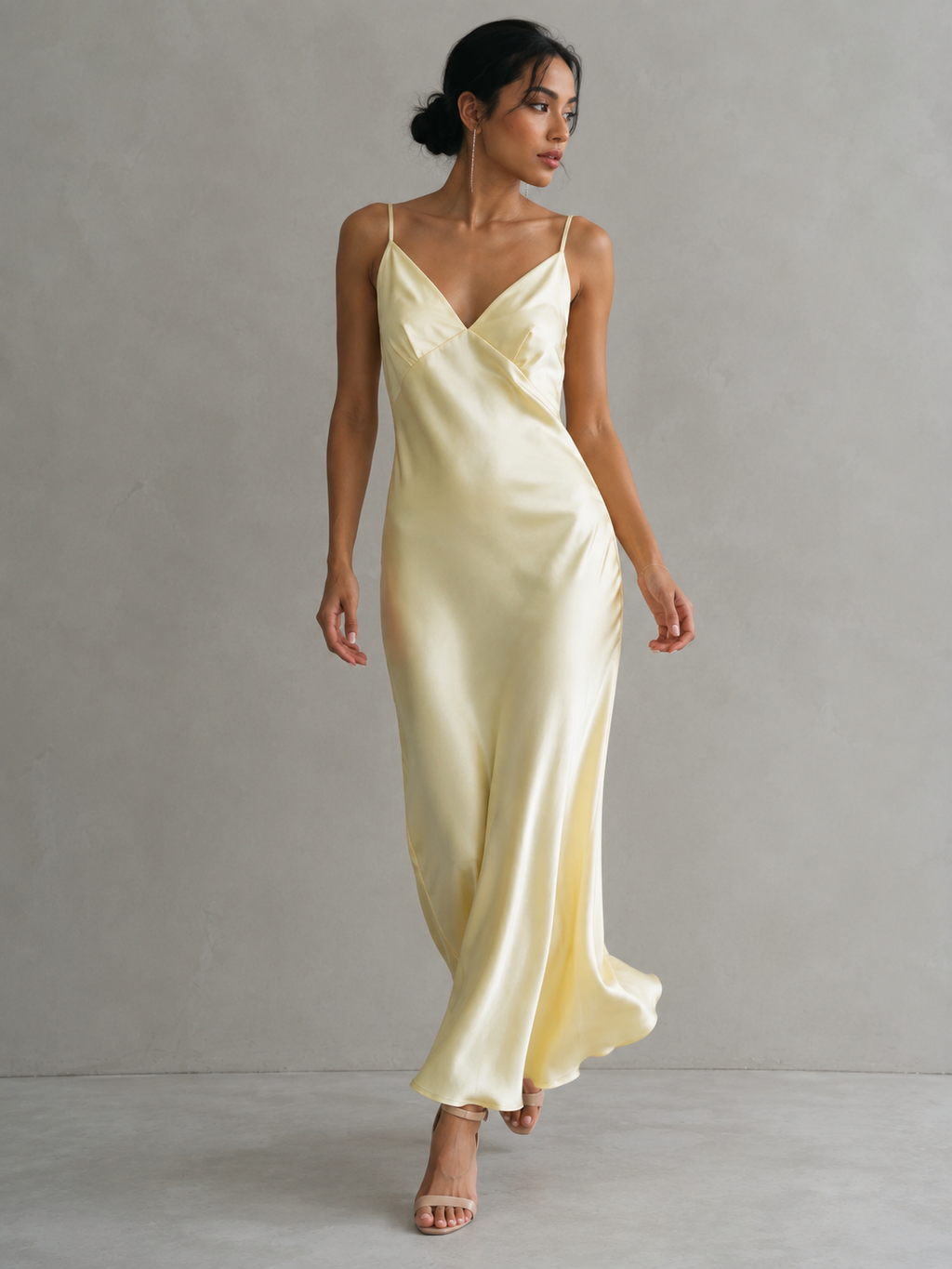Women's Minimalist Linen-Blend Spaghetti Strap Wrap Maxi Dress With Tie Belt MDZ0306C1Y