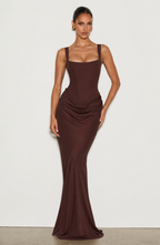 Amalia Maxi Dress - Plum Brown