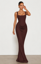 Amalia Maxi Dress - Plum Brown