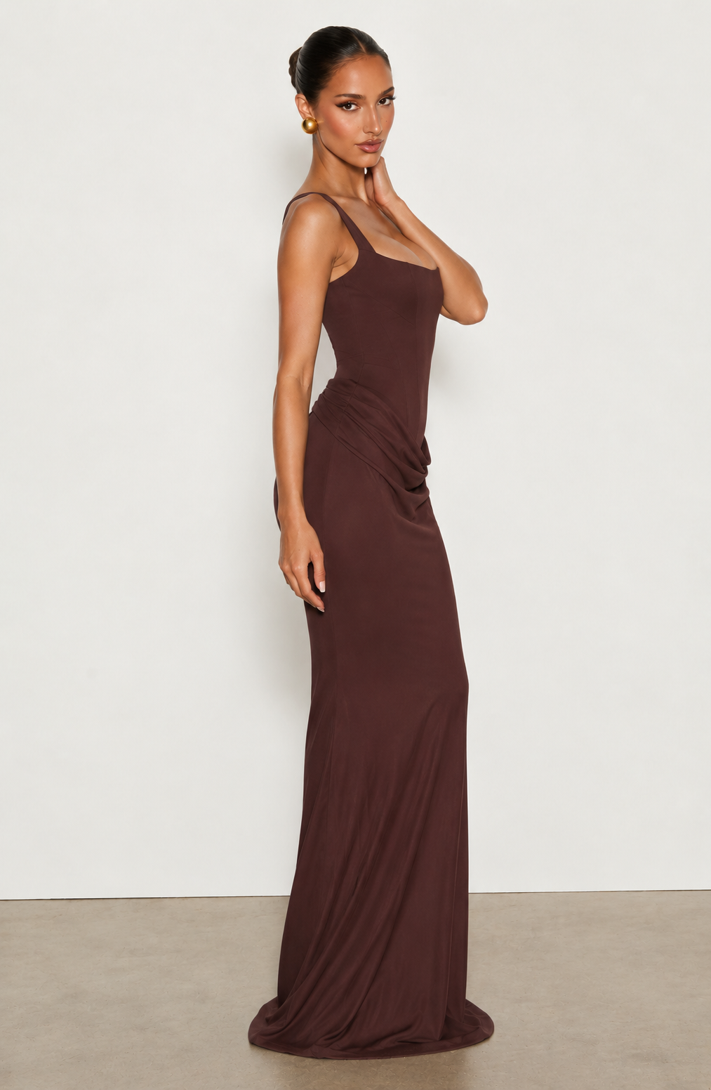 Amalia Maxi Dress - Plum Brown