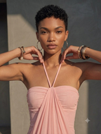 Women’s Blush Pink Linen-Blend Smocked Bust Spaghetti Strap Oversized Maxi Dress MDZ0910D1T
