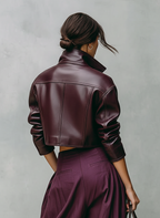 PU Leather Double-Pocket Short Jacket