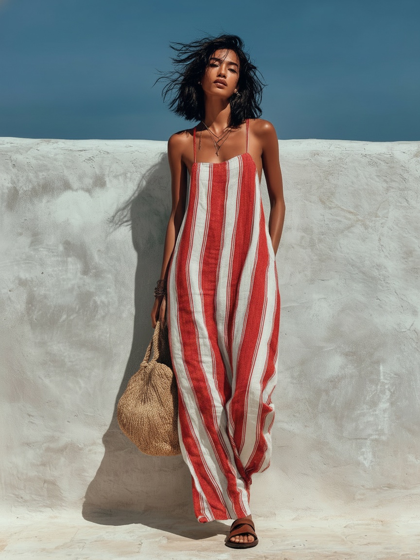 Striped Suspender Jumpsuit