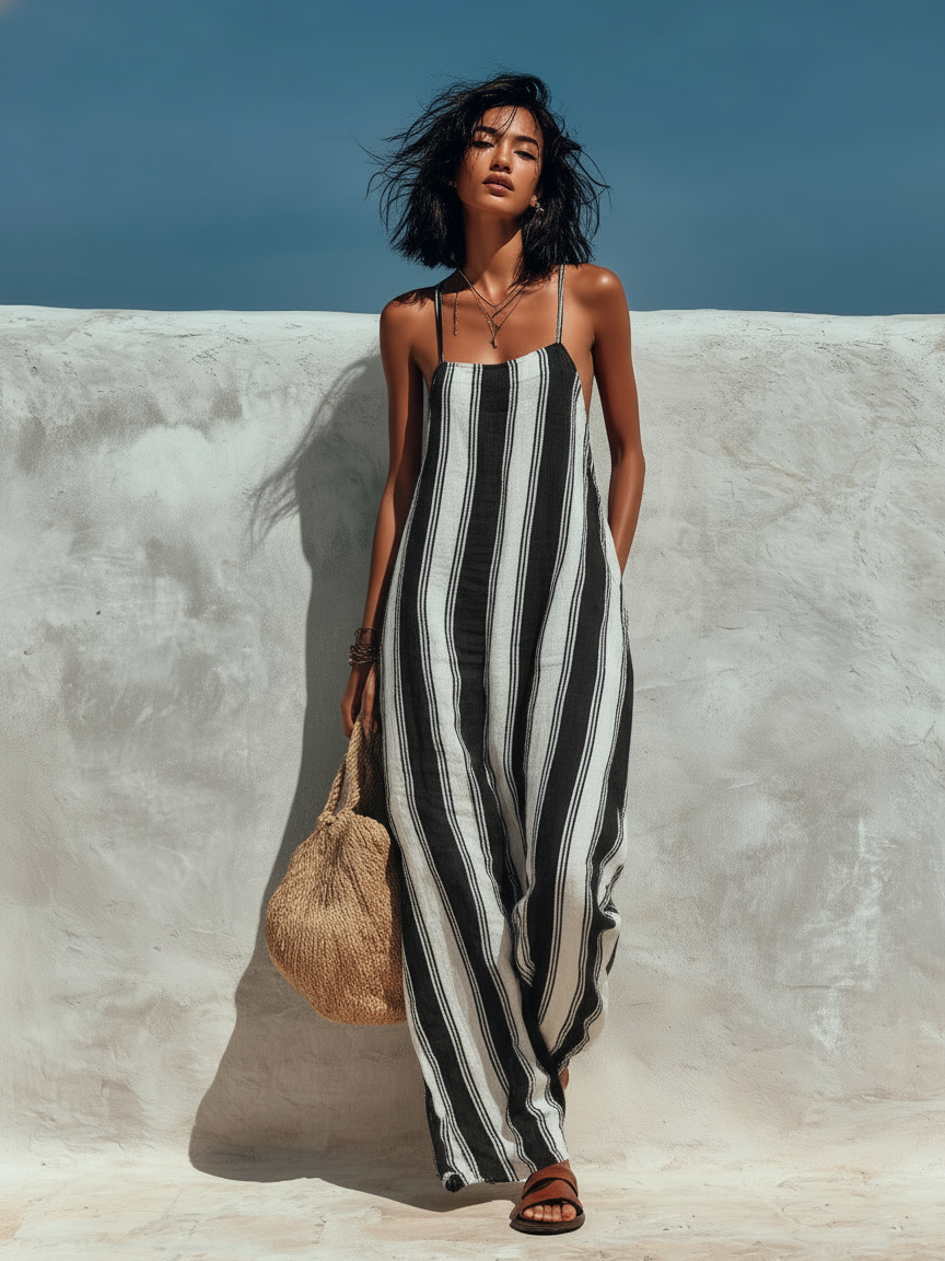 Striped Suspender Jumpsuit