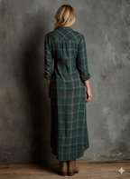 Plaid Lapel Belted Maxi Dress