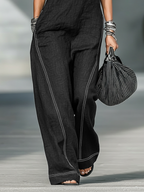 White-Trimmed Sleeveless Jumpsuit