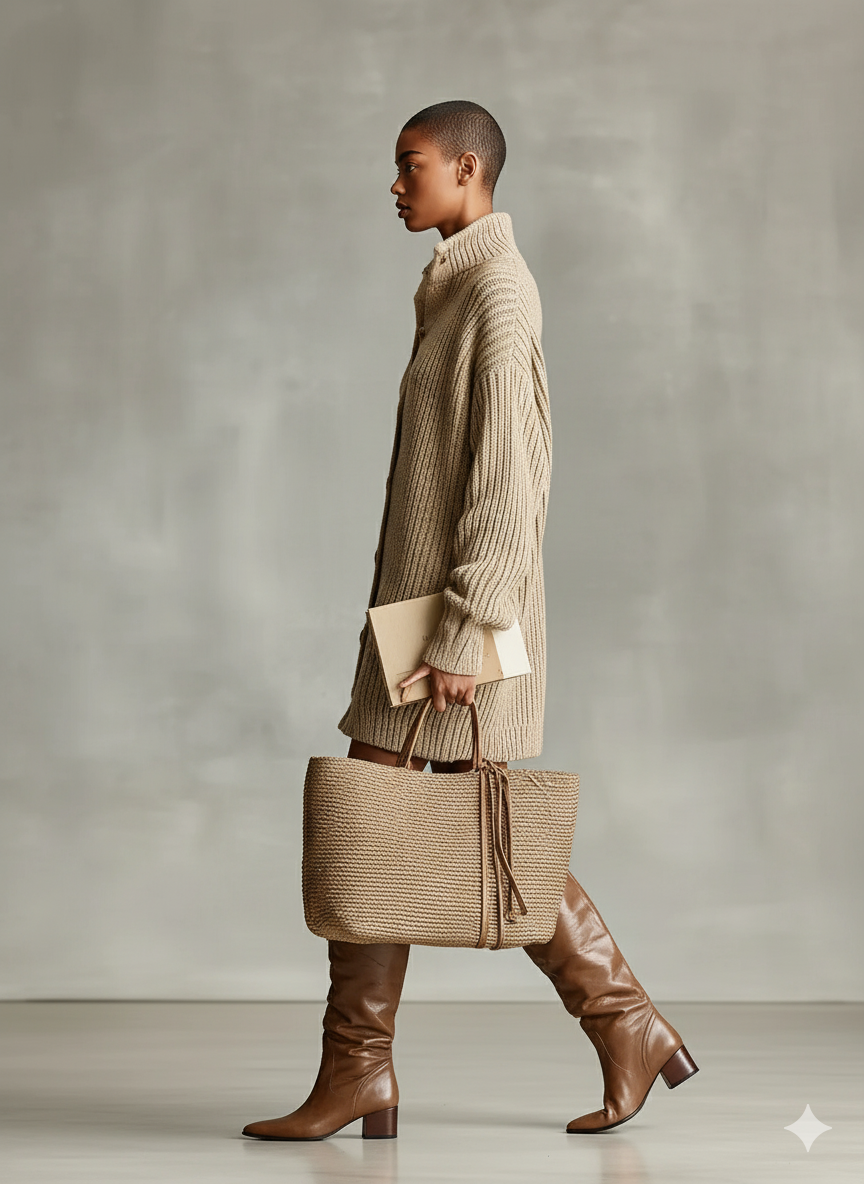 Camel Button-Front Oversized Cardigan Mini Dress