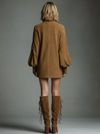 Vintage Suede Turtleneck Mini Dress