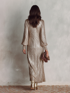Shimmering V-Neck Maxi Party Dress