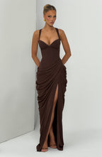 Chloe Maxi Dress - Plum Brown
