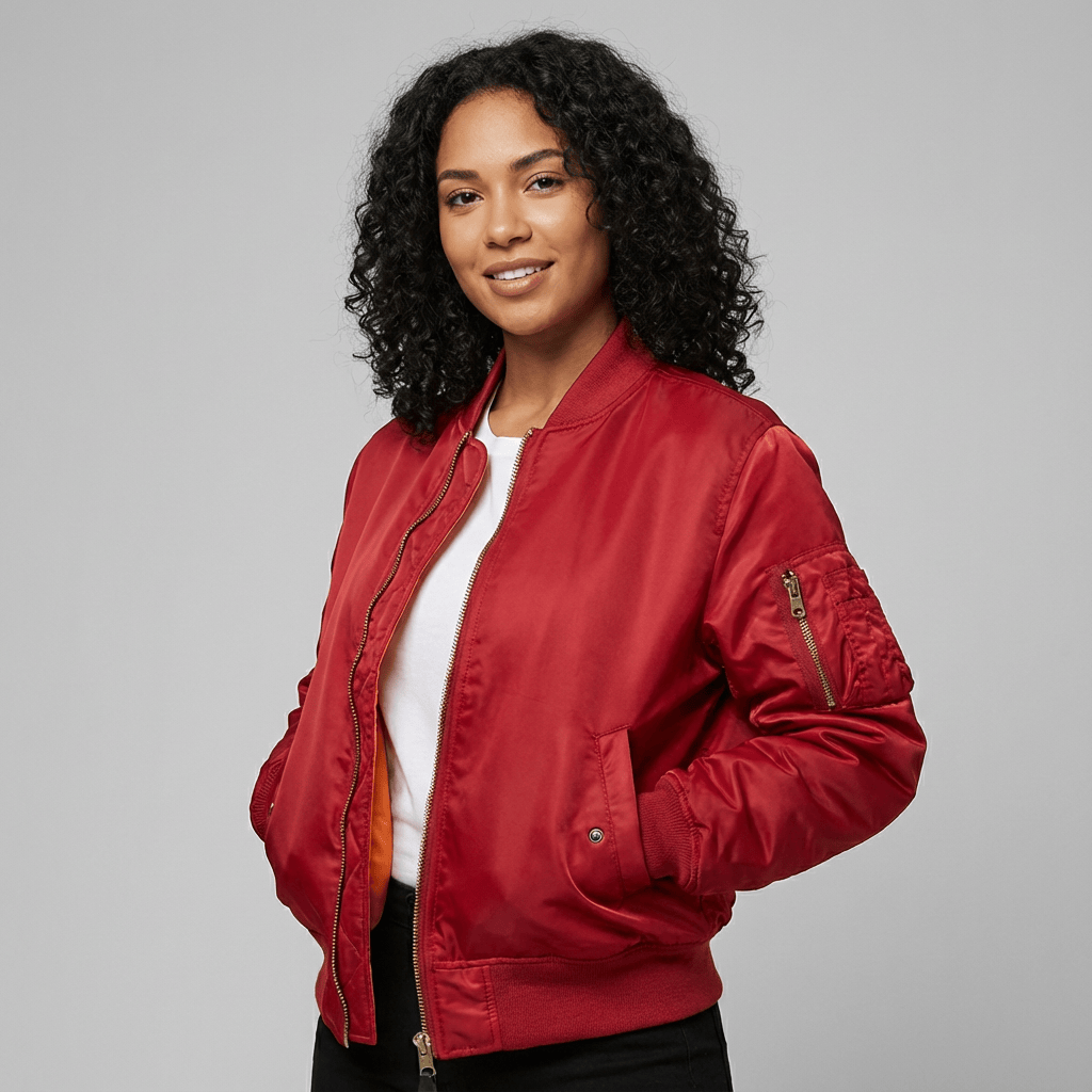 Women's Bomber Jacket | Ribbed Trim & Sleeve Pocket