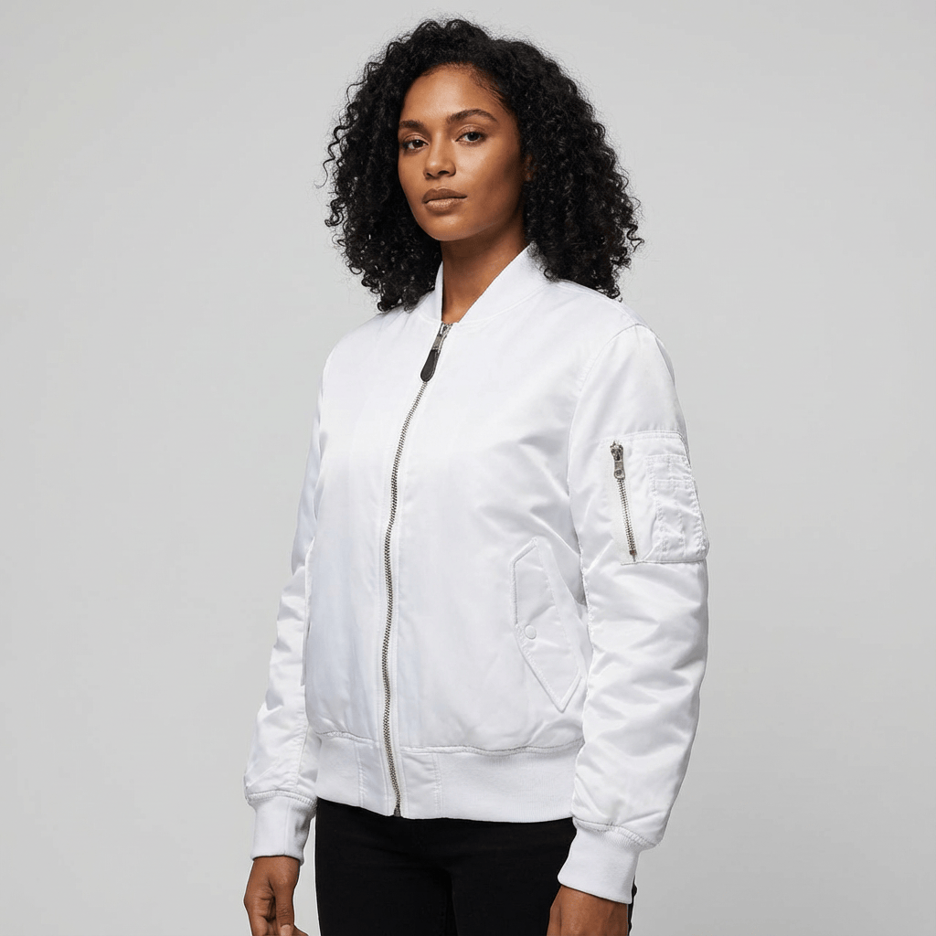 Women's Bomber Jacket | Ribbed Trim & Sleeve Pocket