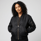 Women's Bomber Jacket | Ribbed Trim & Sleeve Pocket
