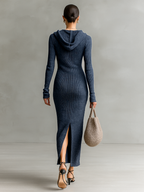Hooded Knit Slim Maxi Dress