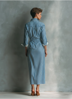 Striped Shirt Dress With Red Chest Pocket