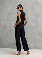 Cotton Linen Round-Neck Sleeveless Top & Trousers Set