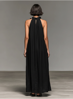 Linen Blend Ruffle Detail Sleeveless Maxi Dress