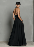 Linen Blend Halter Neck Maxi Dress