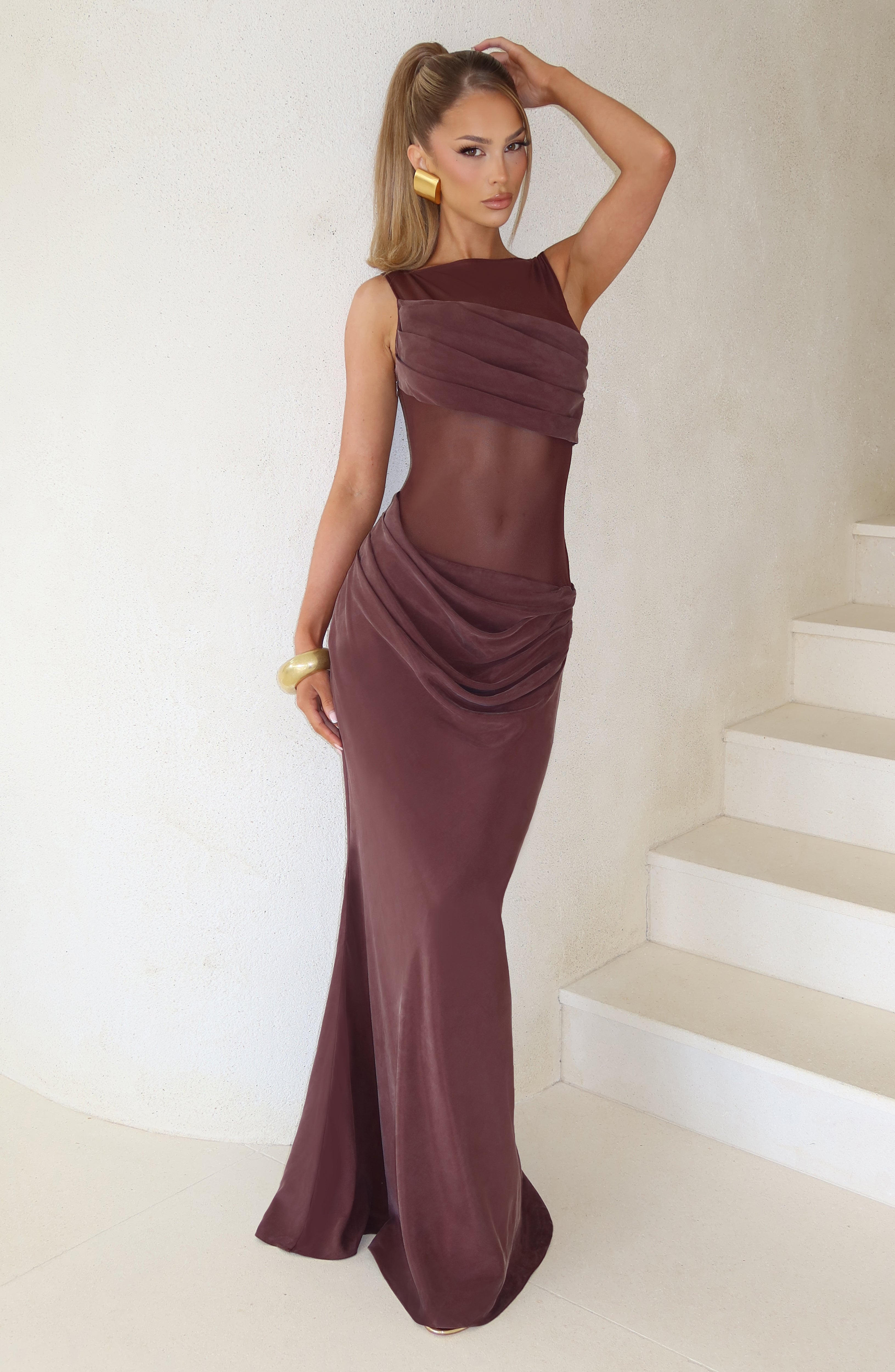 Amalia Maxi Dress - Plum Brown