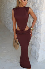 Elsa Maxi Dress - Plum Brown