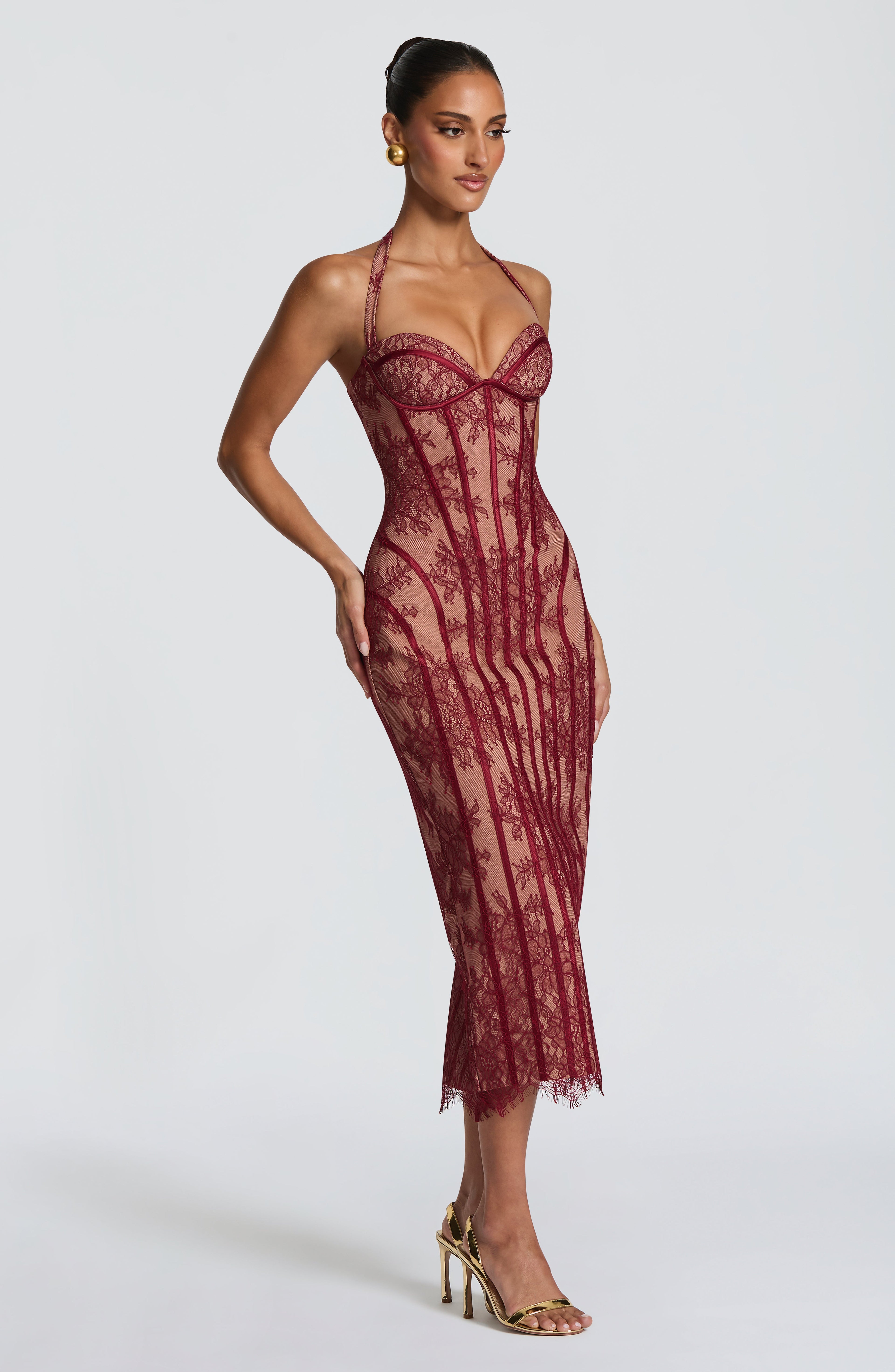 Sophie Midi Dress - Burgundy