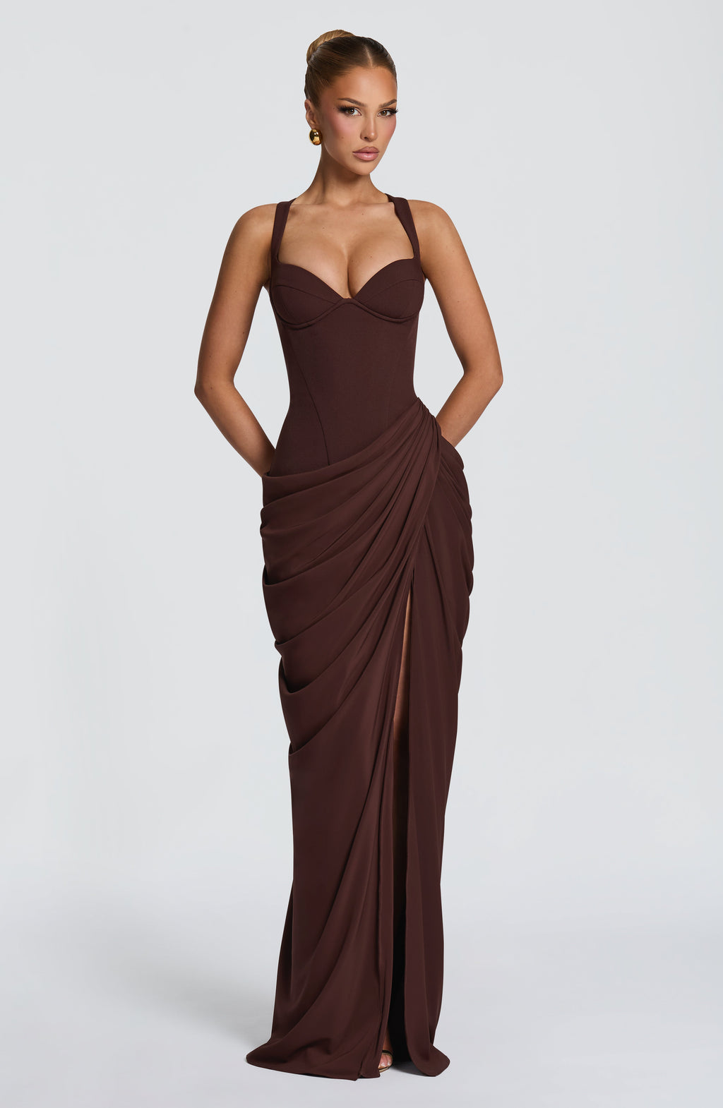 Chloe Maxi Dress - Plum Brown