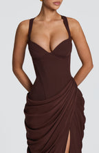 Chloe Maxi Dress - Plum Brown