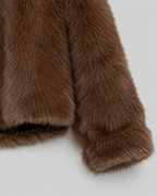 Women's Cropped Faux Fur Jacket | Shawl Collar