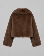 Women's Cropped Faux Fur Jacket | Shawl Collar