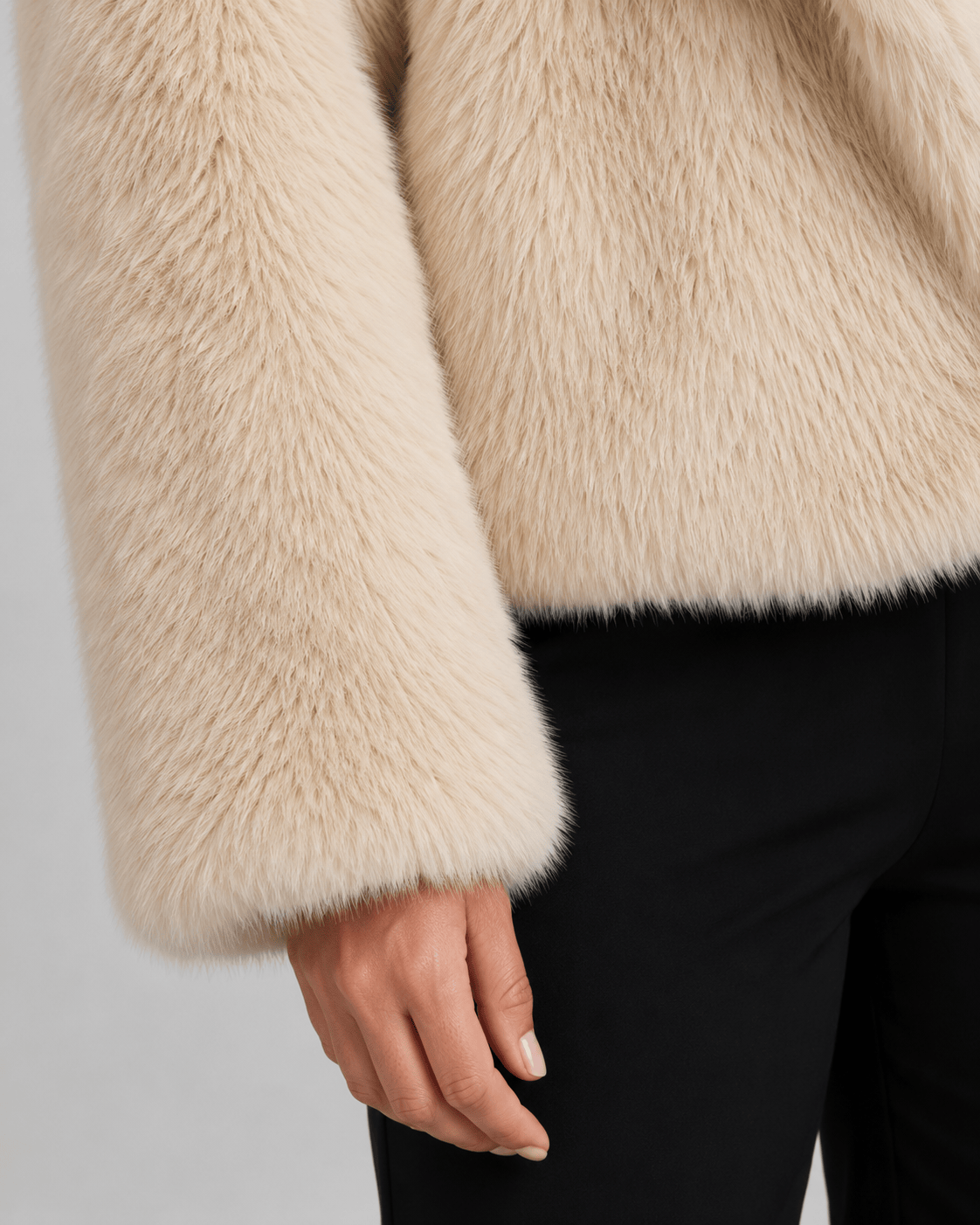 Women's Cropped Faux Fur Jacket | Oversized Draped Collar
