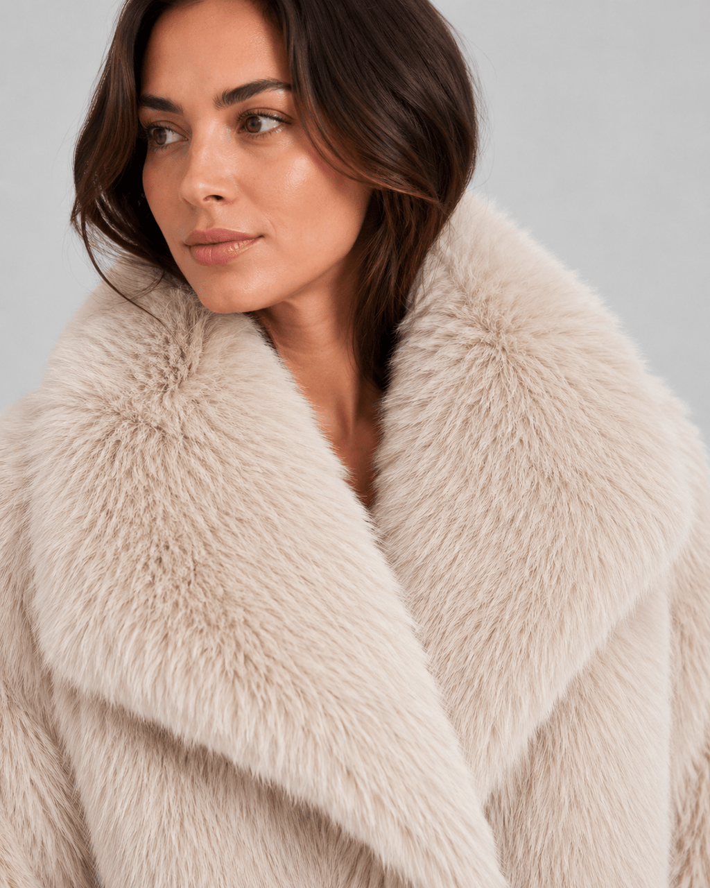 Women's Cropped Faux Fur Jacket | Oversized Draped Collar