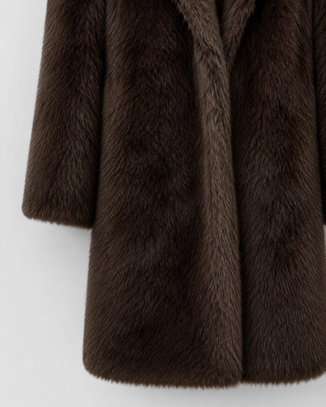 Women's Long Faux Fur Coat | Wide Lapel Collar