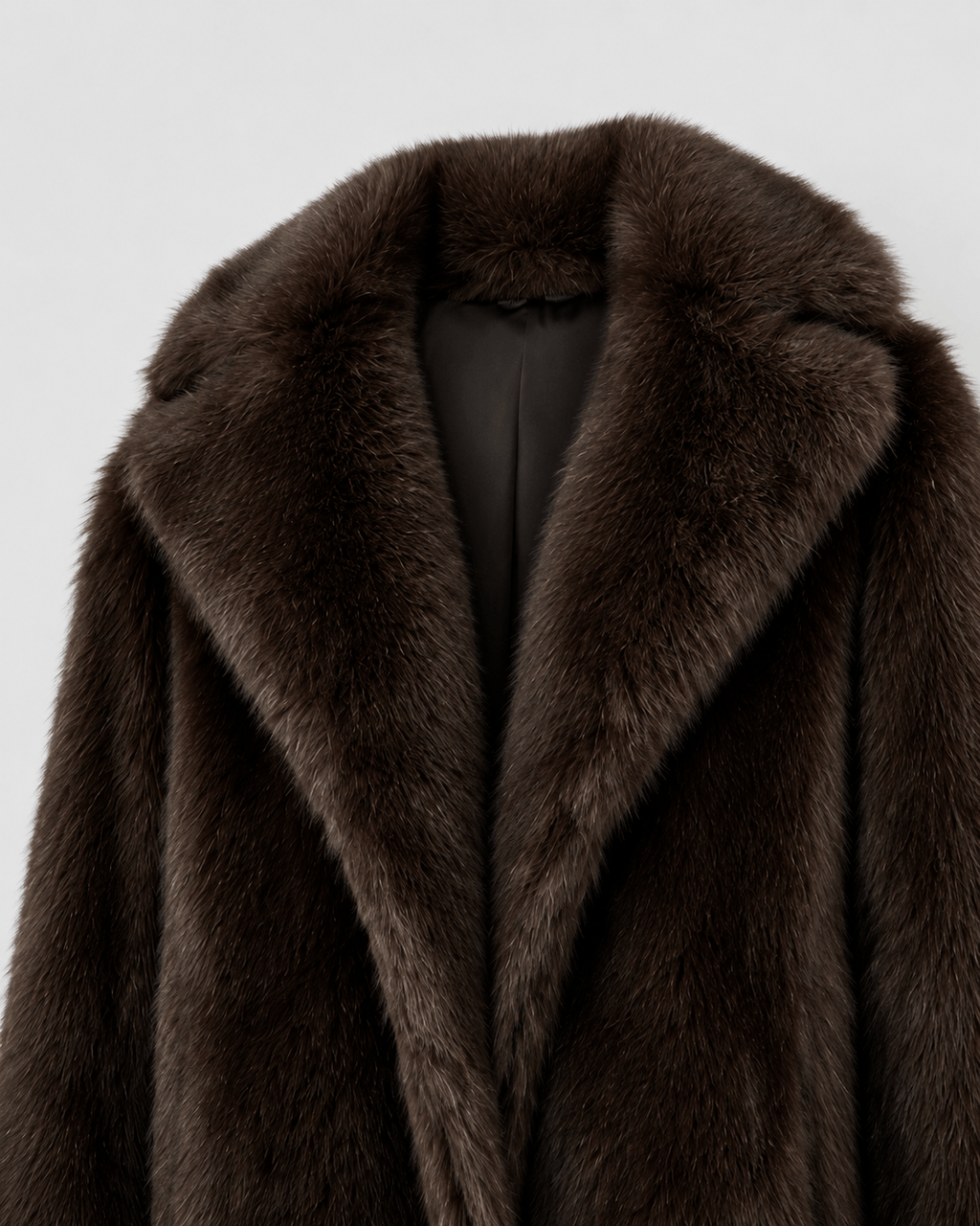 Women's Long Faux Fur Coat | Wide Lapel Collar