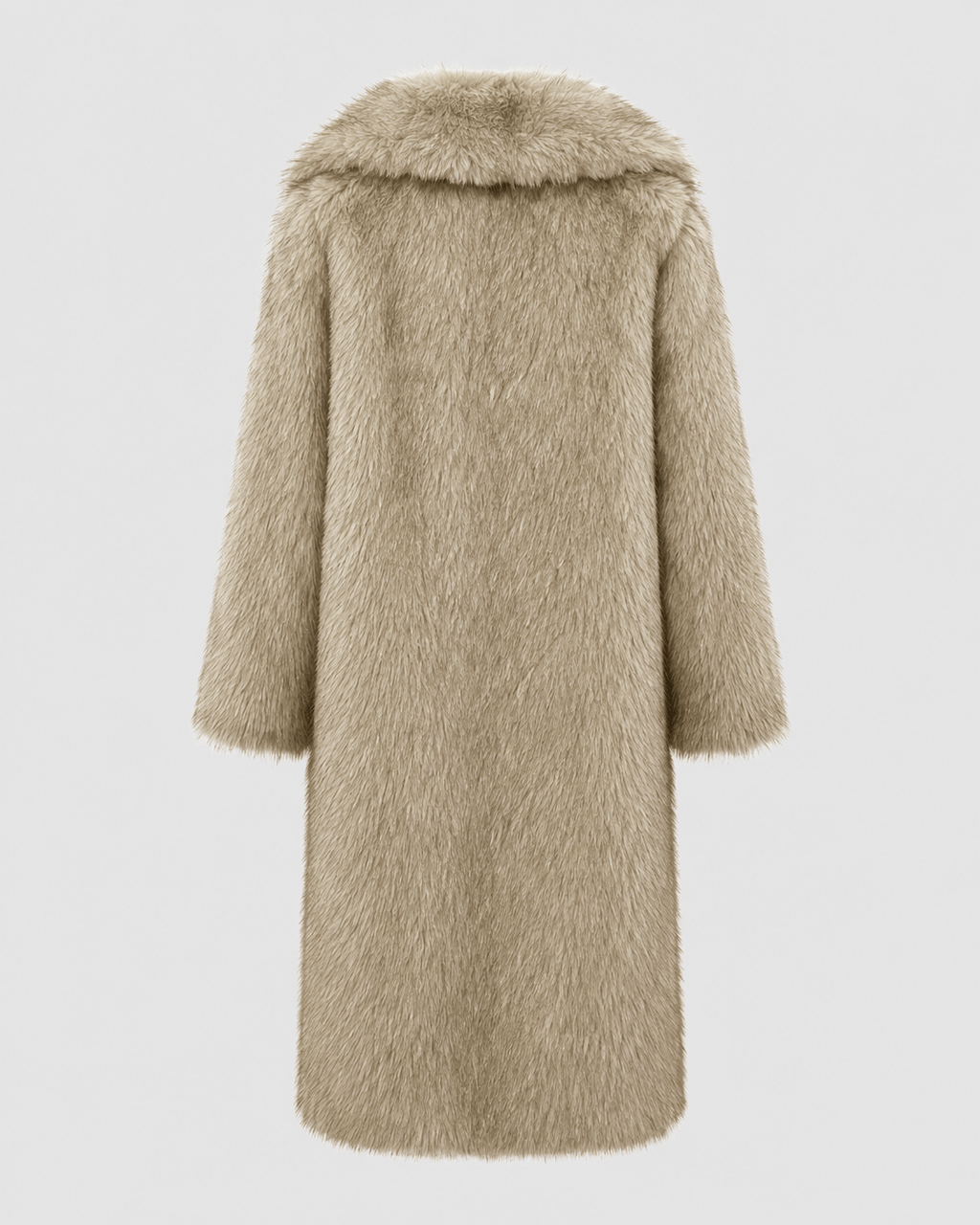 Women's Long Faux Fur Coat | Wide Lapel Collar