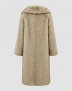 Women's Long Faux Fur Coat | Wide Lapel Collar