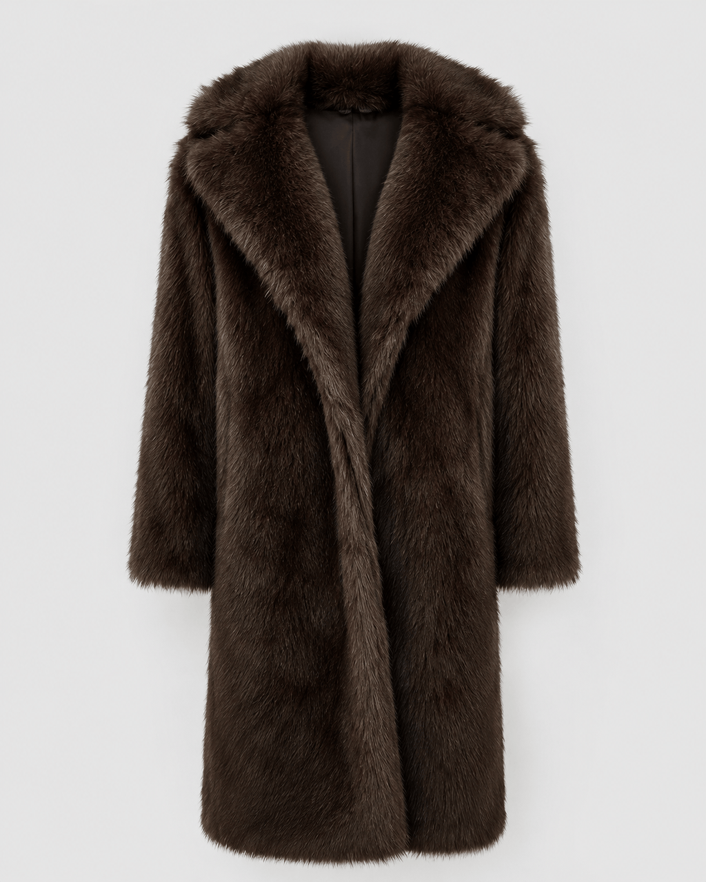 Women's Long Faux Fur Coat | Wide Lapel Collar