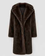 Women's Long Faux Fur Coat | Wide Lapel Collar
