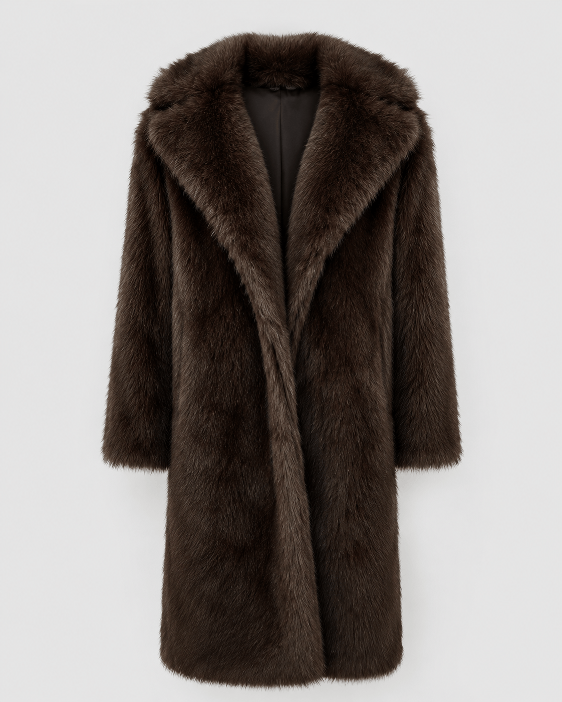 Women's Long Faux Fur Coat | Wide Lapel Collar