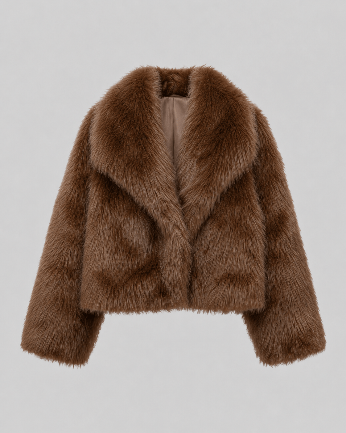 Women's Cropped Faux Fur Jacket | Shawl Collar