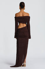 Amber Midi Dress - Plum Brown