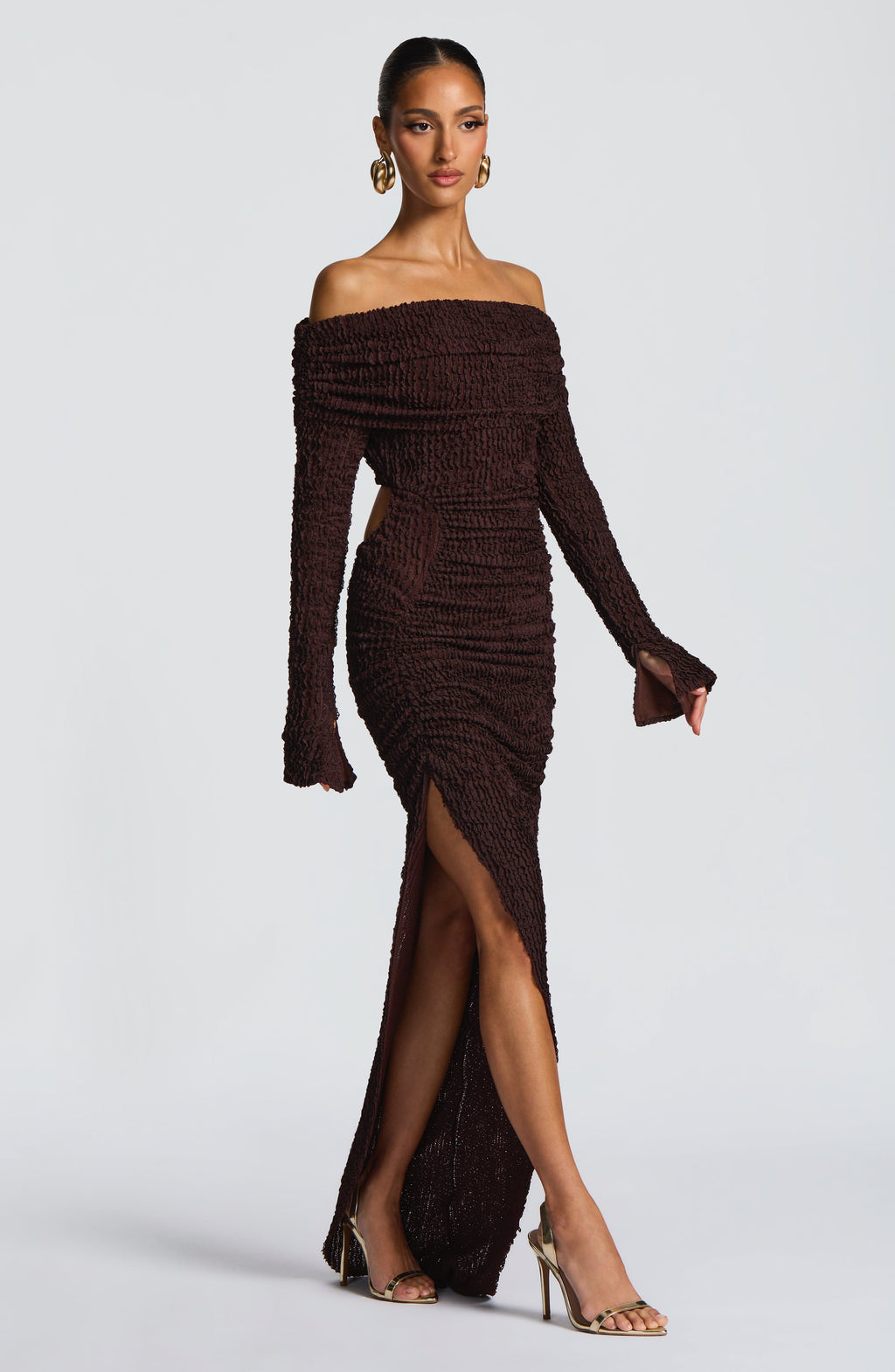 Amber Midi Dress - Plum Brown