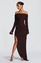 Amber Midi Dress - Plum Brown