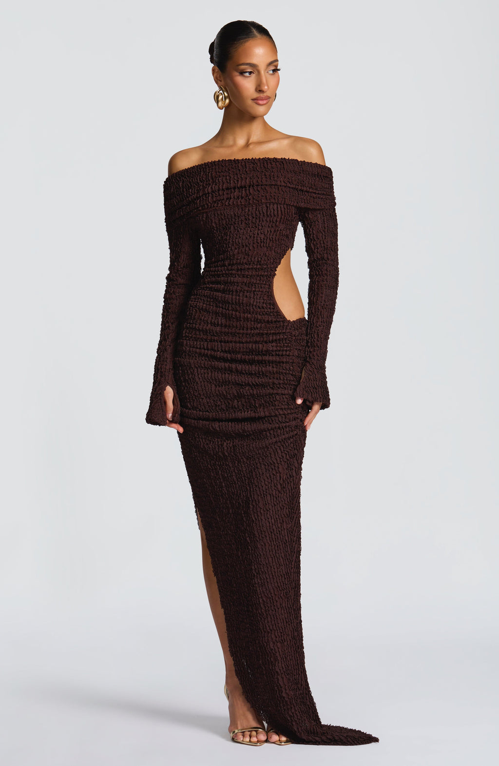 Amber Midi Dress - Plum Brown